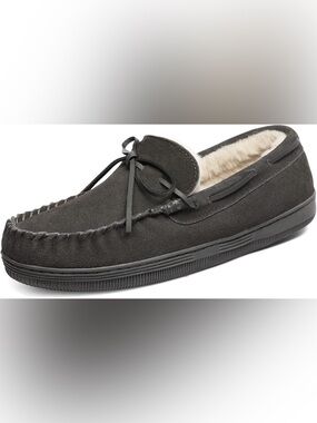 Dream Pairs Men’s Charcoal Suede Moccasin Slip-On with Shearling Lining
